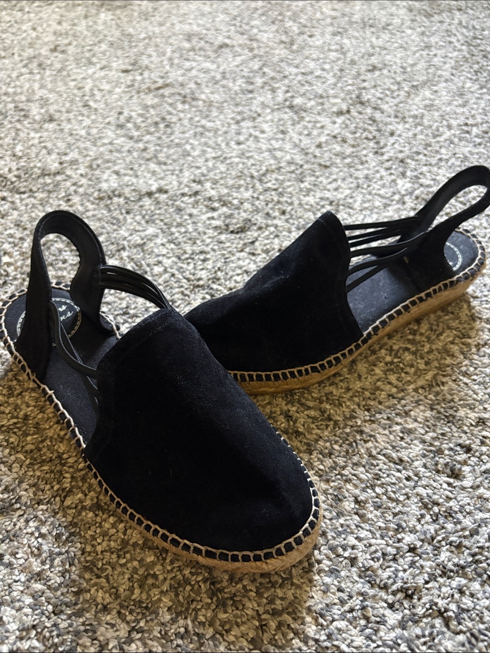 Classic Black Suede Slingback Espadrille Flats